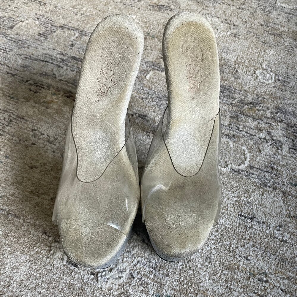 Silver Glitter Pleaser Heels View 3
